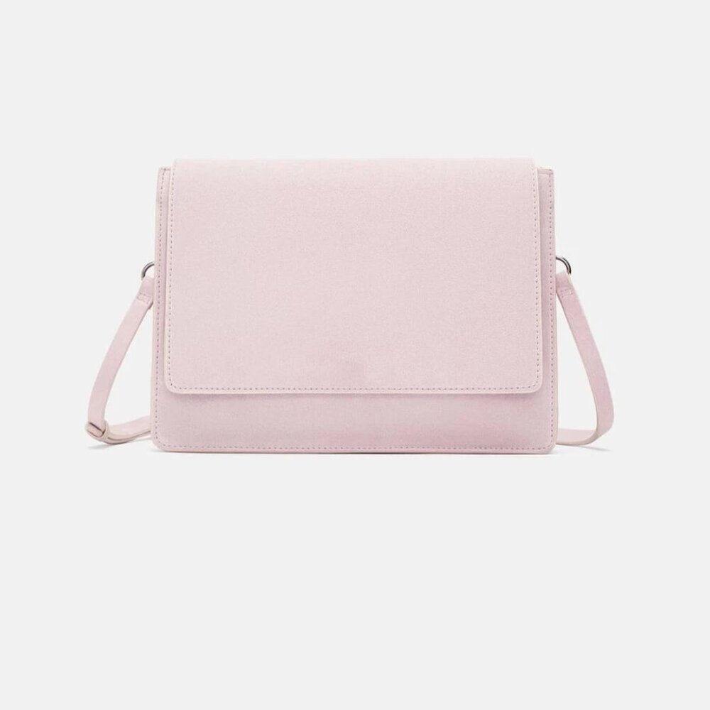 Zara Pink Suede Crossbody Bag Convertible to Rectangular Envelope Clutch, NWT